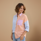 Damesblouse met kleurblokken en knoopsluiting Jelle Jora Mode