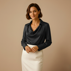 Damesblouse met v-hals en lange mouwen