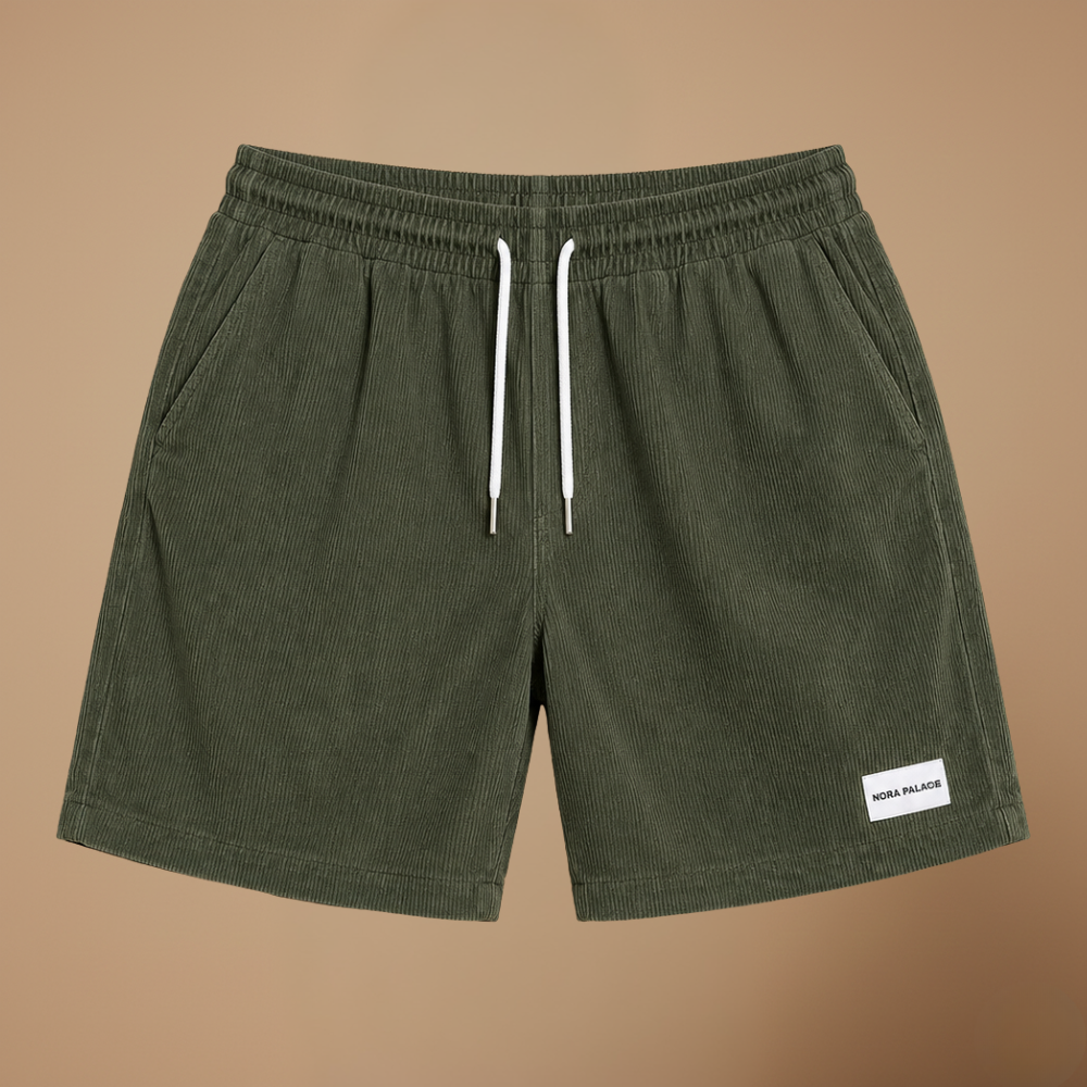 Herenkorte broek van corduroy met elastische tailleband Jelle Jora Mode