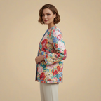 Oversized lentecardigan met ronde hals en bloemenprint Jelle Jora Mode