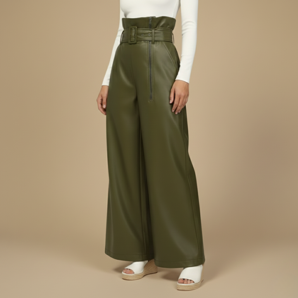 Hoge taille wijde pijpen losse pasvorm Jelle Jora Mode