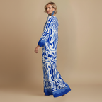 Dames zomer maxi-jurk met lange mouwen en print