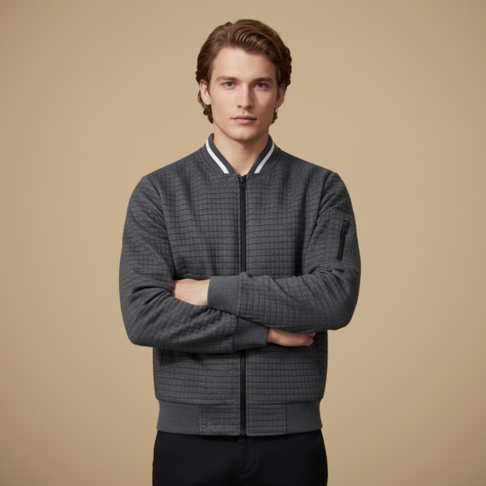 Heren casual jas met wafelstructuur en volledige ritssluiting Jelle Jora Mode