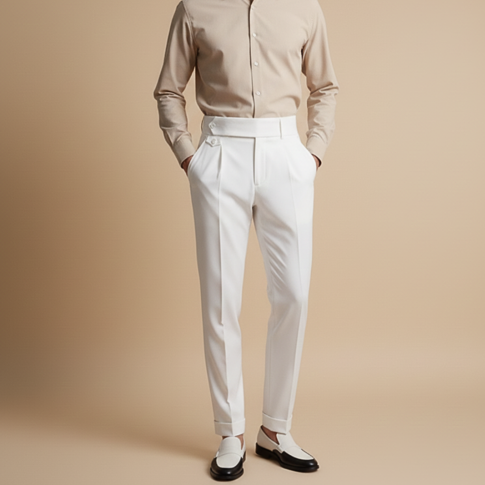 Herenbroek met hoge taille en rechte pijpen Jelle Jora Mode