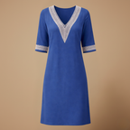 Elegante katoenen linnen zomerjurk met V-hals Jelle Jora Mode