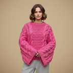 Oversized kabeltrui met col voor dames Jelle Jora Mode