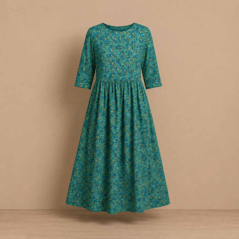 Dames midi-jurk met bloemenprint en halflange mouwen Jelle Jora Mode