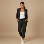 Effen kleurige kantoorpak blazer en joggingbroek set Jelle Jora Mode