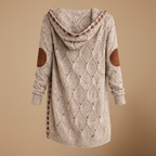 Oversized lange gebreide vestjas met capuchon voor dames Jelle Jora Mode