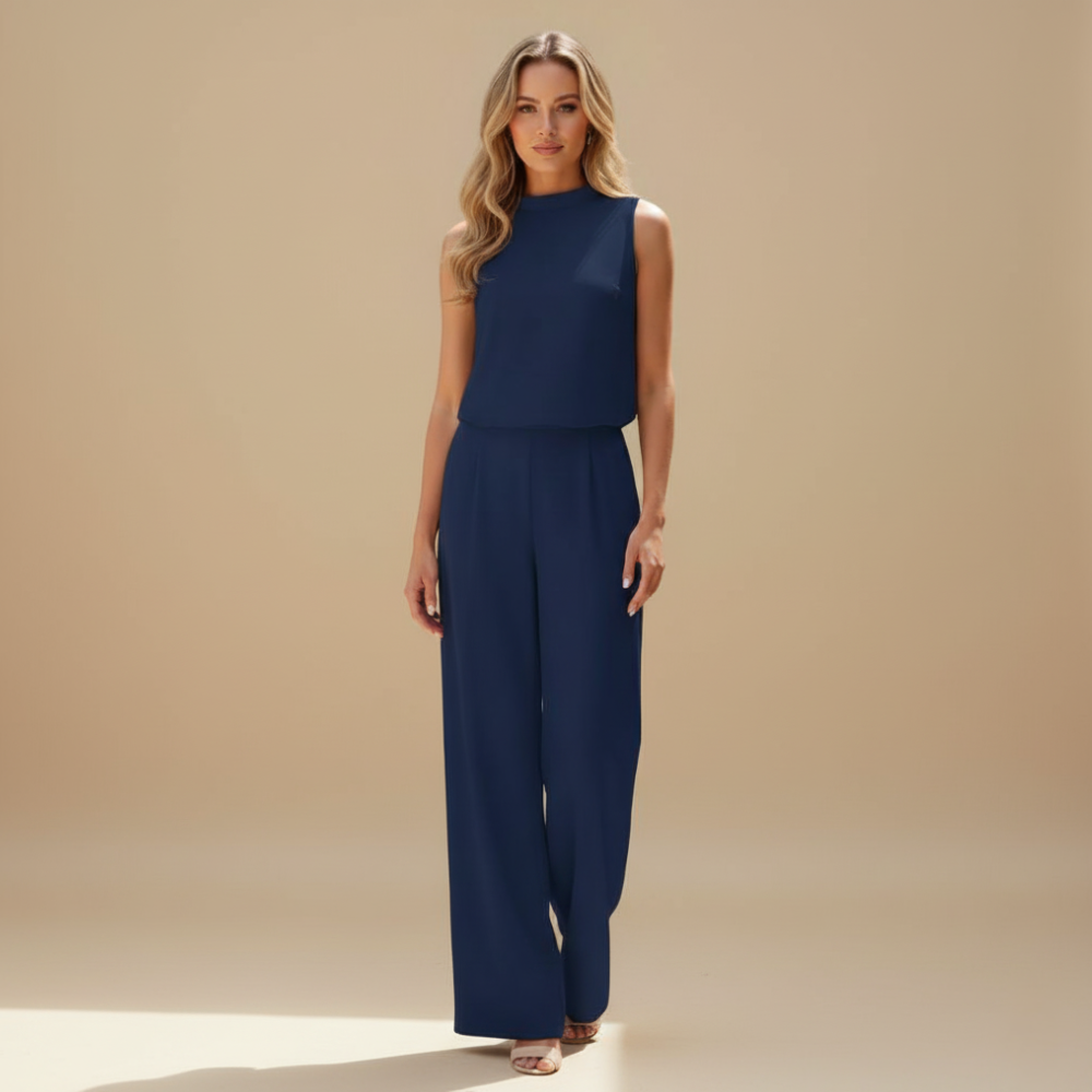 Elegante Mouwloze Jumpsuit met Wijde Pijpen Jelle Jora Mode