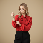 Damesblouse met lange mouwen en elegant strikdetail Jelle Jora Mode