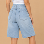 Dames bermudashorts van distressed denim met hoge taille Jelle Jora Mode