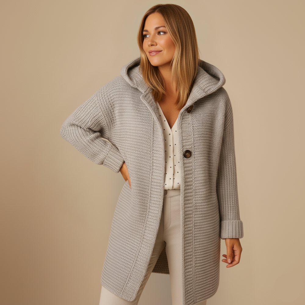 Gebreide cardigan met capuchon en knopen Jelle Jora Mode