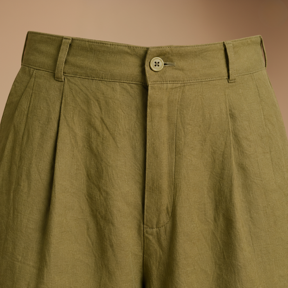 Heren casual broek met relaxte pasvorm en wijde pijpen Jelle Jora Mode