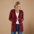 Lange gebreide effen cardigan met enkele knoopsluiting voor dames Jelle Jora Mode