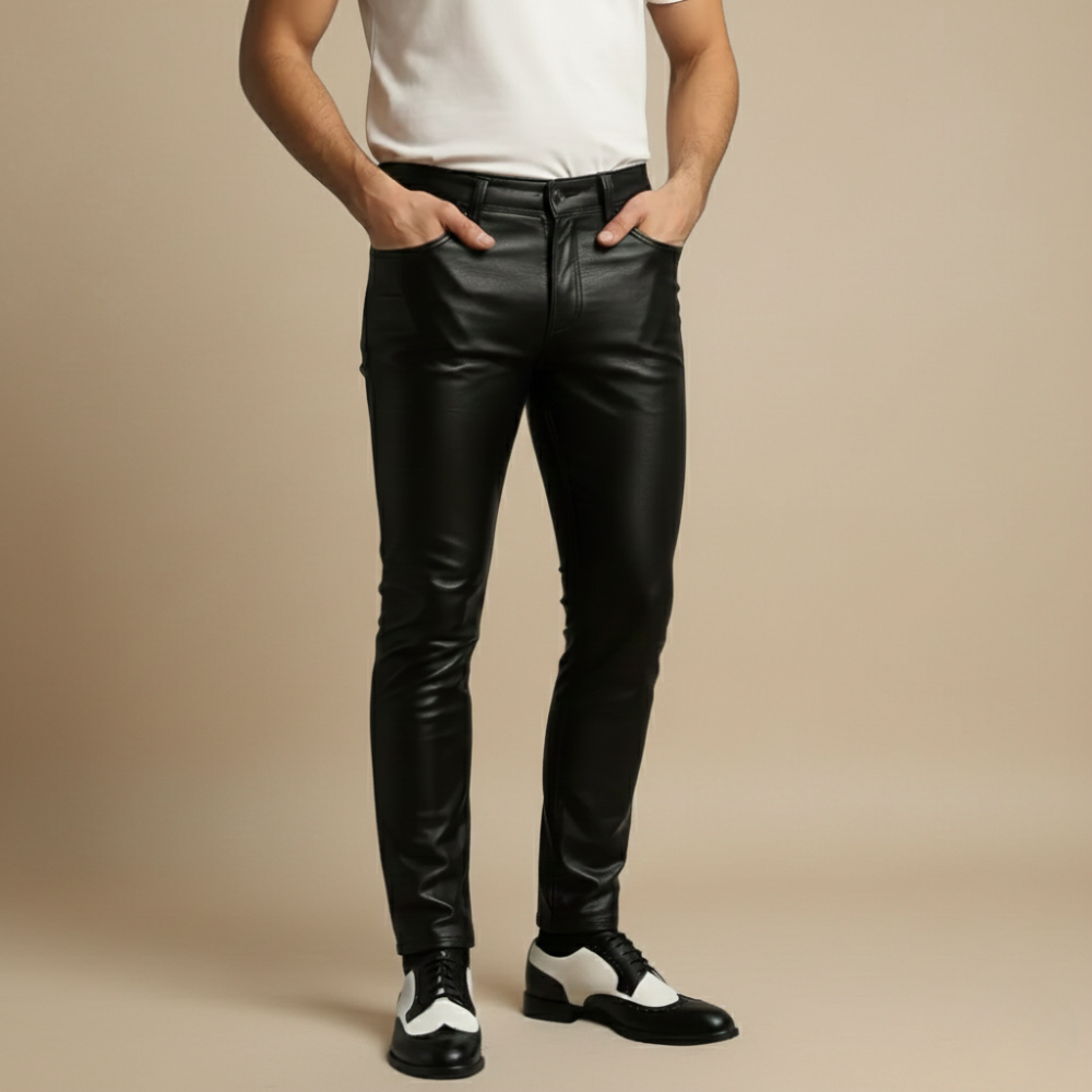 Stoere Leren Broek voor Heren Jelle Jora Mode