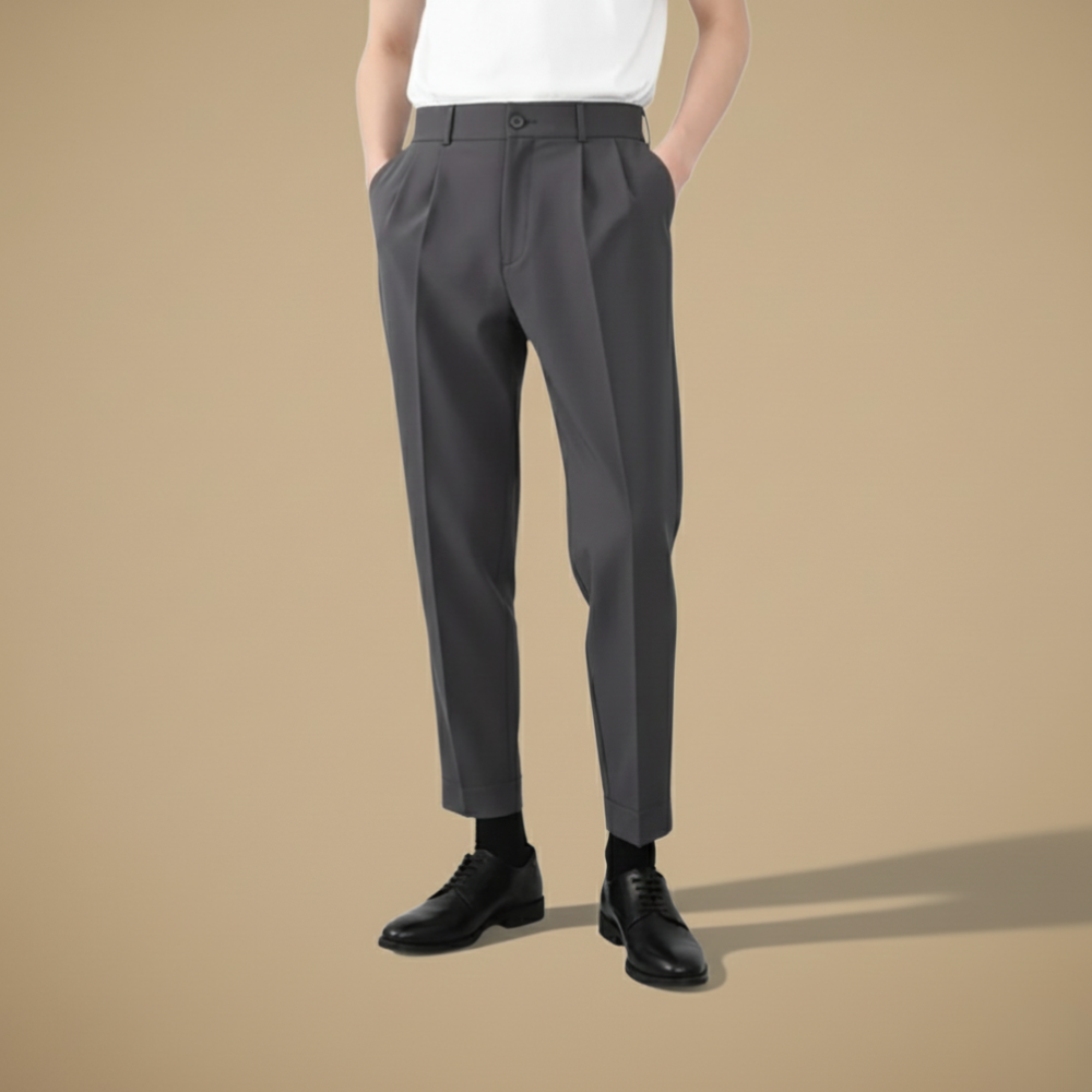 Slim fit taps toelopende enkellange herenbroek Jelle Jora Mode