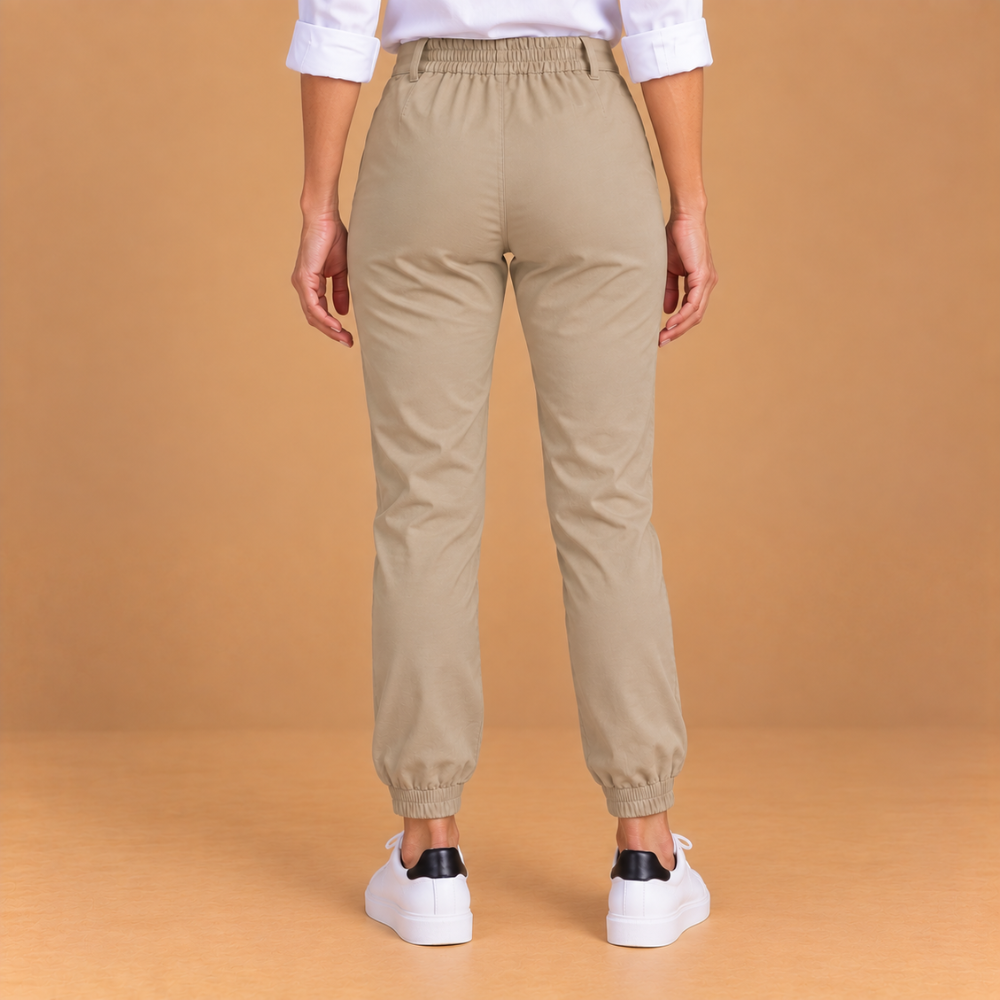 Dames joggingbroek hoge taille slim fit met omslag Jelle Jora Mode