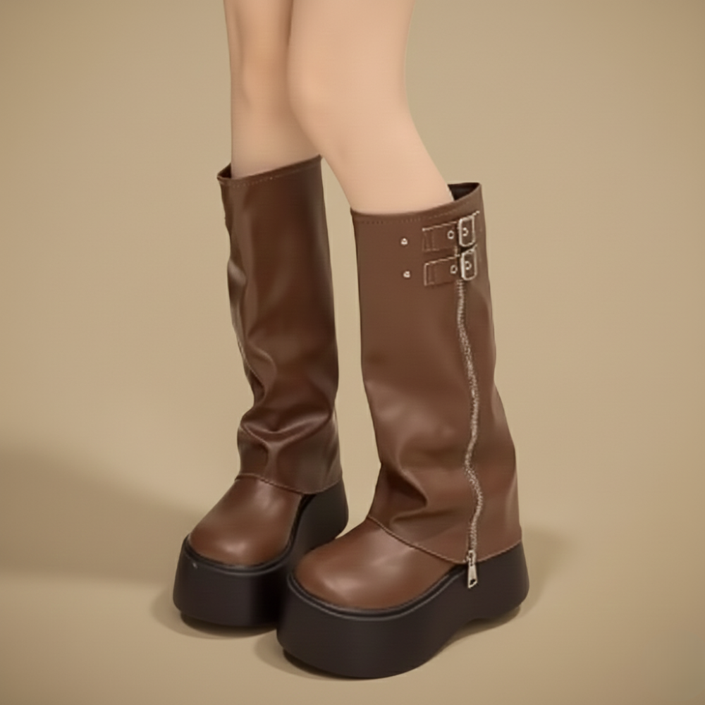 Lange winterlaarzen met plateauzool voor dames Jelle Jora Mode