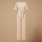 Dames jumpsuit met strik in de taille en wijde pijpen Jelle Jora Mode