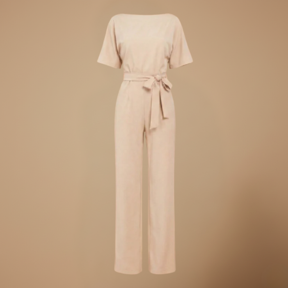 Dames jumpsuit met strik in de taille en wijde pijpen Jelle Jora Mode