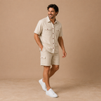 Heren zomerset met casual cargoshorts Jelle Jora Mode