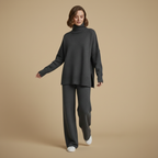 Dikke gebreide broek met hoge kraag voor dames Jelle Jora Mode