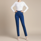 Denim elastische taille slim fit rechte broek Jelle Jora Mode