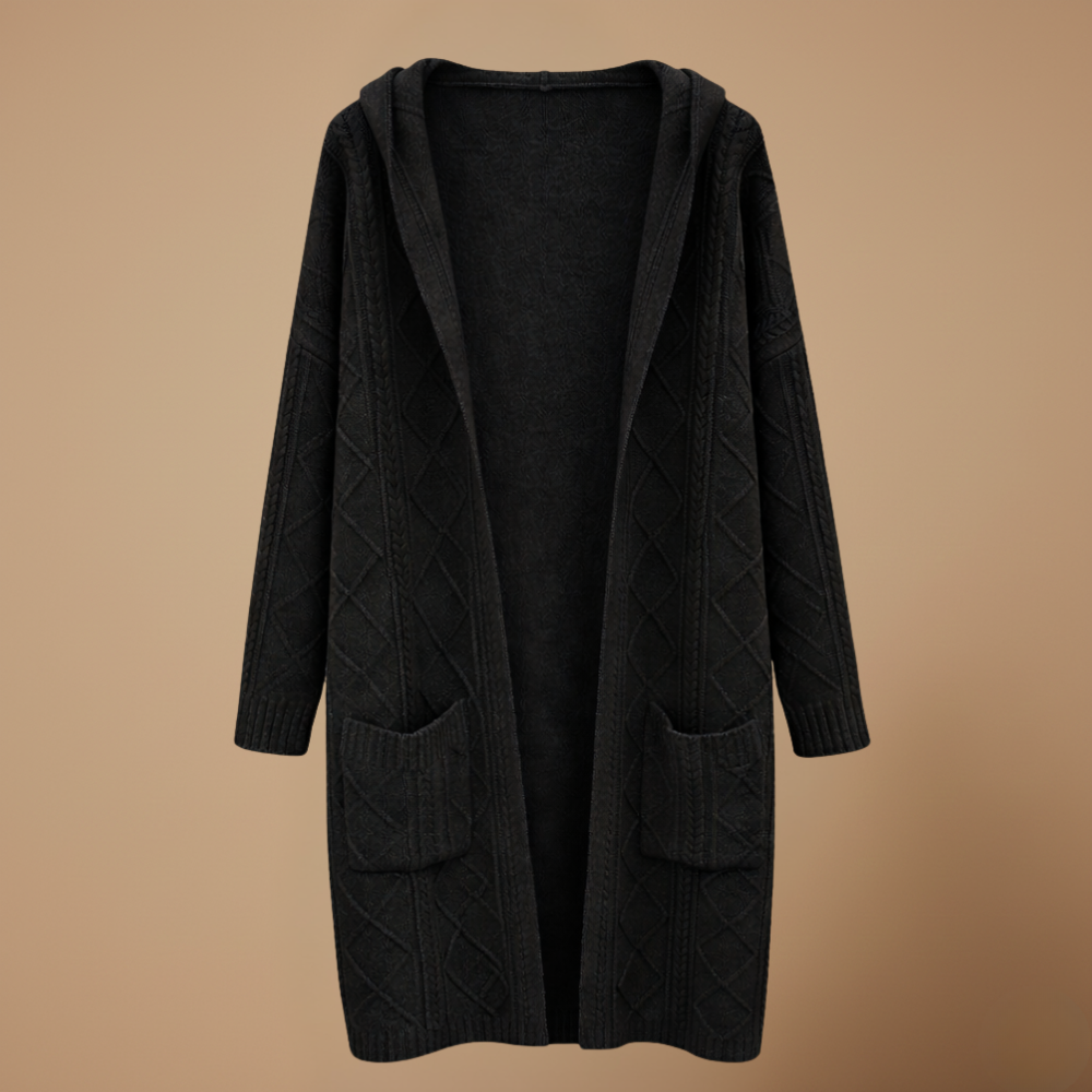 Cardigan met capuchon en kabelstructuur lang model Jelle Jora Mode