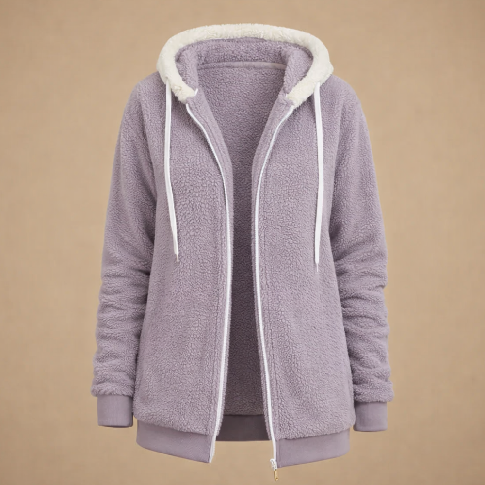 Losvallende fleece jas met capuchon voor dames Jelle Jora Mode