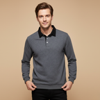 Heren sweater met lange mouwen en polo-kraag Jelle Jora Mode
