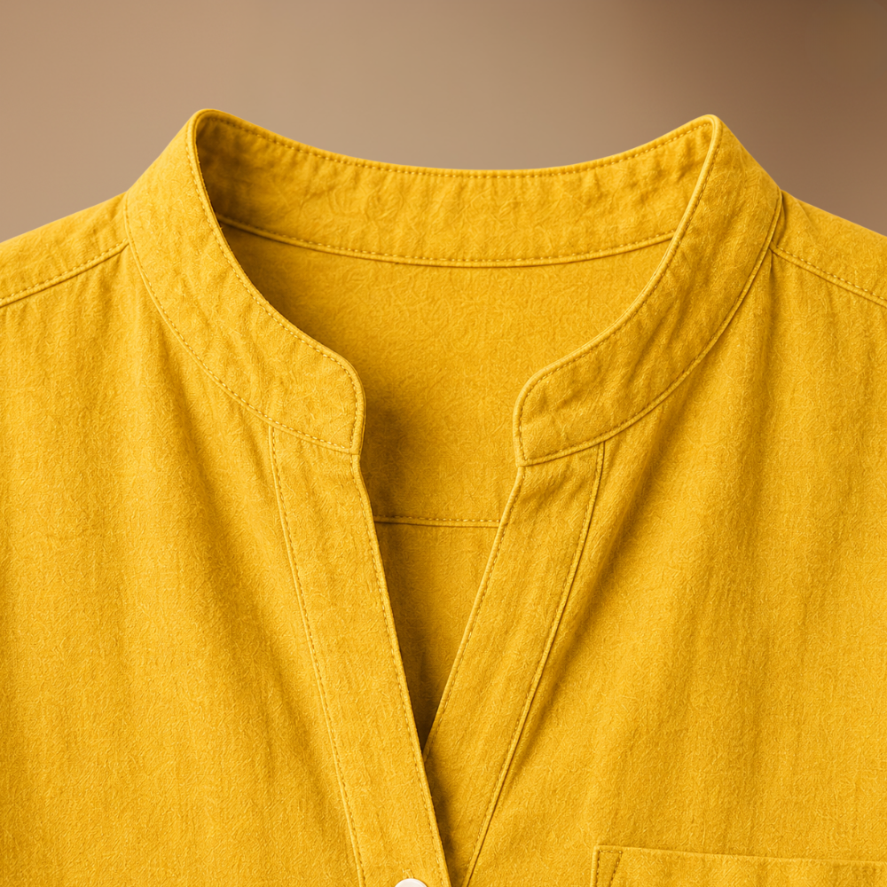 Damesblouse met losse pasvorm knoopsluiting en V-hals Jelle Jora Mode