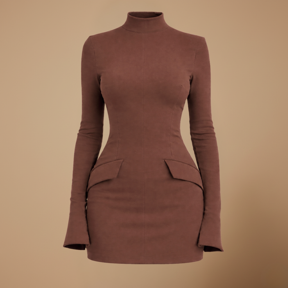 Dames slim fit mini-jurk met lange mouwen en nauwsluitende pasvorm Jelle Jora Mode