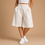 Dames bermudashorts met hoge taille en wijde pijpen Jelle Jora Mode