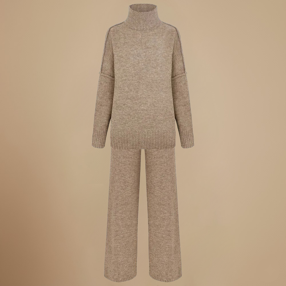 Dikke gebreide broek met hoge kraag voor dames Jelle Jora Mode
