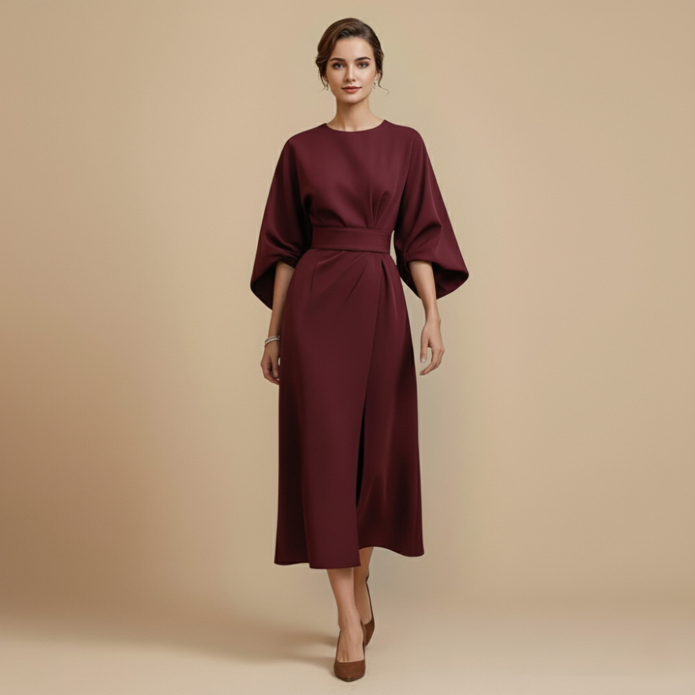 Elegante Effen Jurk met Vleermuismouwen Jelle Jora Mode