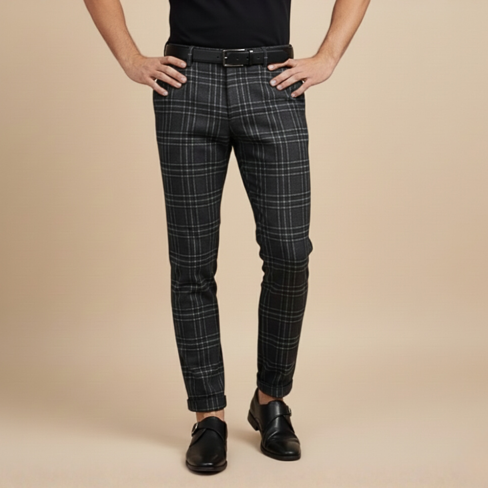 Casual geruite broek met rechte pijpen voor heren Jelle Jora Mode