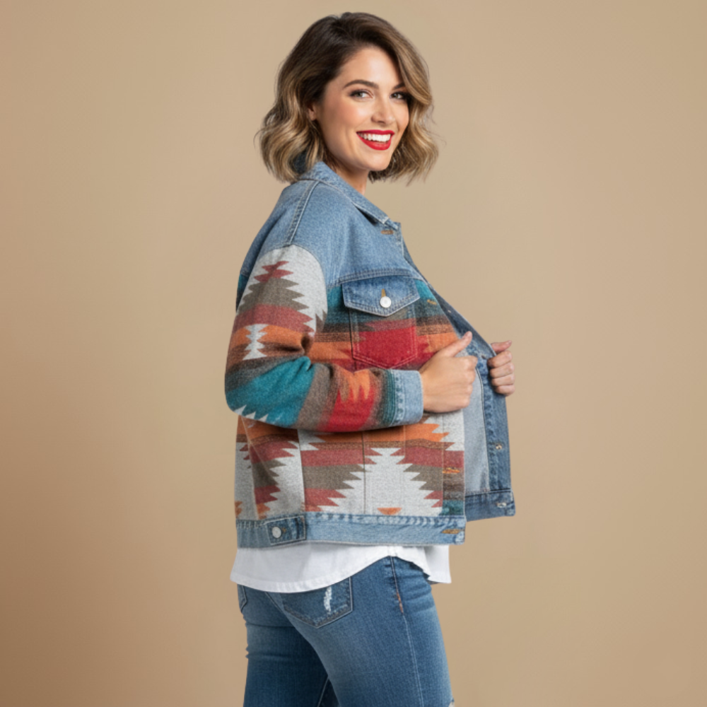 Denim Patchwork Jasje in Retrostijl Jelle Jora Mode