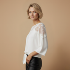 Damesblouse van gehaakt kant met lange mouwen