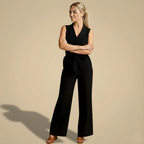 Dames Elegante Wikkel Jumpsuit – Mouwloos met Geknoopt Tailleband Jelle Jora Mode