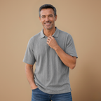 Heren casual poloshirt met korte mouwen en structuur Jelle Jora Mode