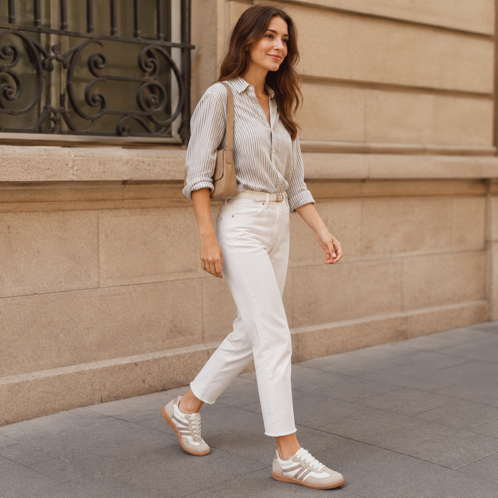 Dames klassieke wandelsneakers met veters Jelle Jora Mode