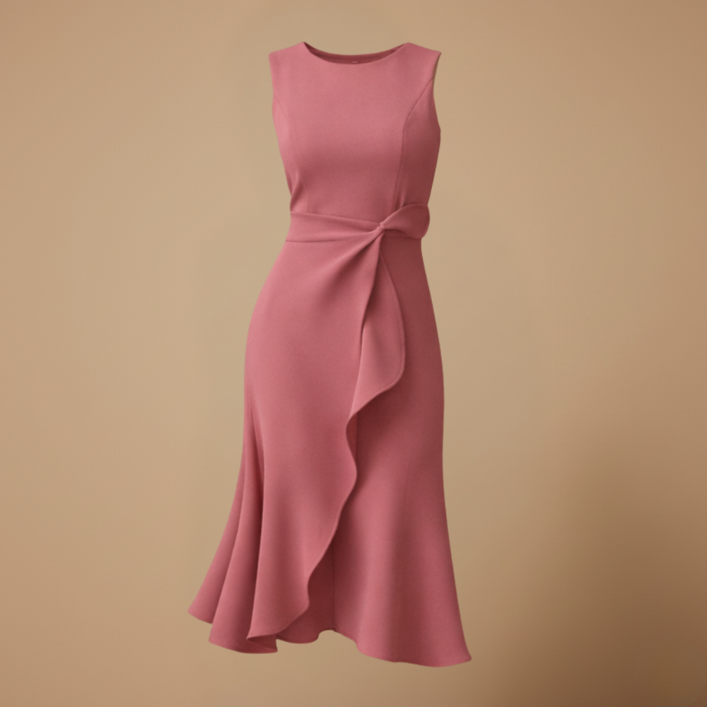 Dames mouwloze A-lijn midi-jurk elegante zomeroutfit Jelle Jora Mode