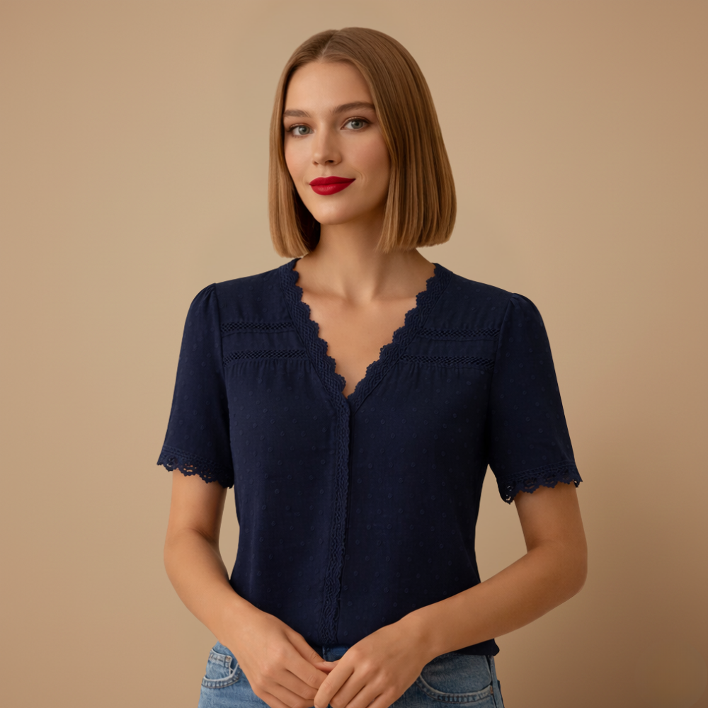 Elegante kanten blouse met korte mouwen Jelle Jora Mode