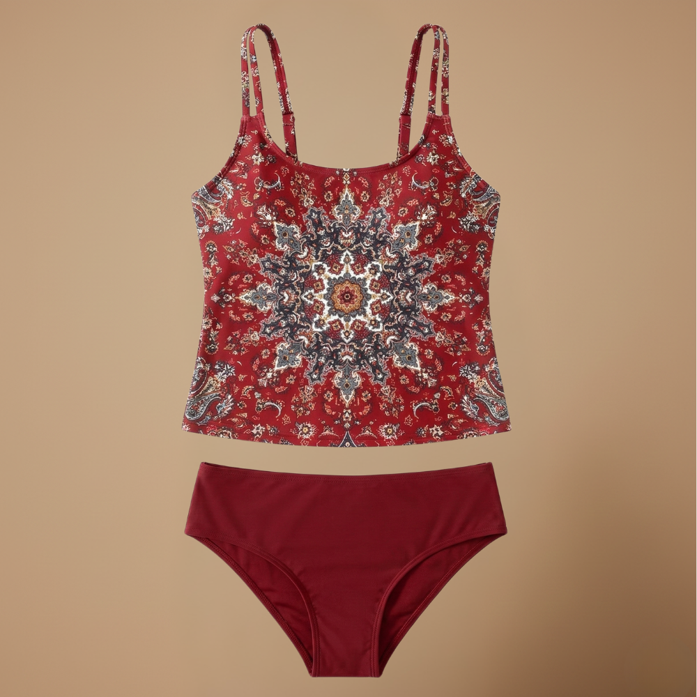 Dames tankini zwempak met patroon tweedelig zwemkleding set Jelle Jora Mode