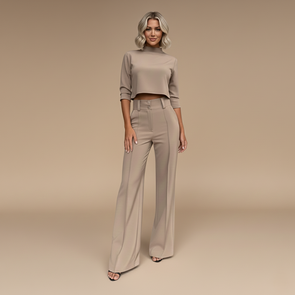 Tweedelige crop top en wijde broek voor dames Jelle Jora Mode