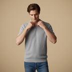 Lichtgewicht gebreid poloshirt met korte mouwen voor heren Jelle Jora Mode