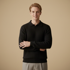 Minimalistisch slim fit geribd gebreid poloshirt voor heren&nbsp; Jelle Jora Mode