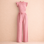 Dames elegante jumpsuit met taille riem en mouwloos ontwerp Jelle Jora Mode