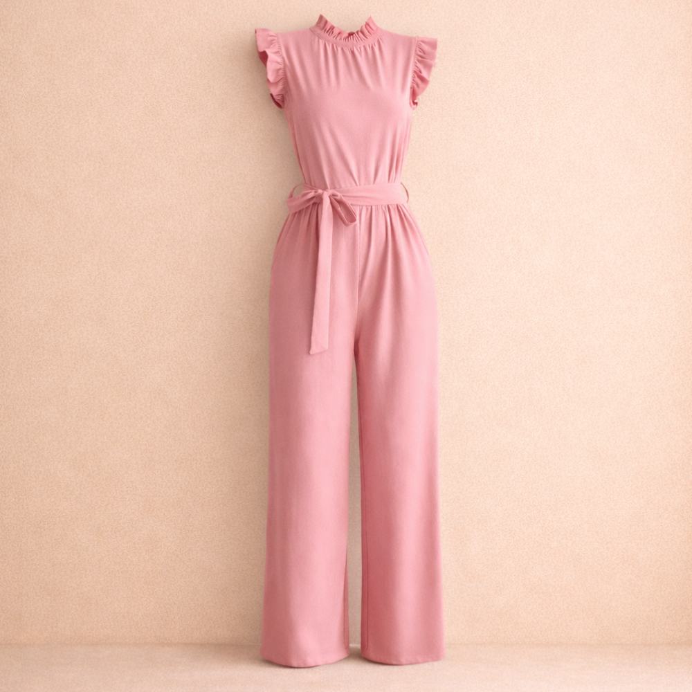 Dames elegante jumpsuit met taille riem en mouwloos ontwerp Jelle Jora Mode